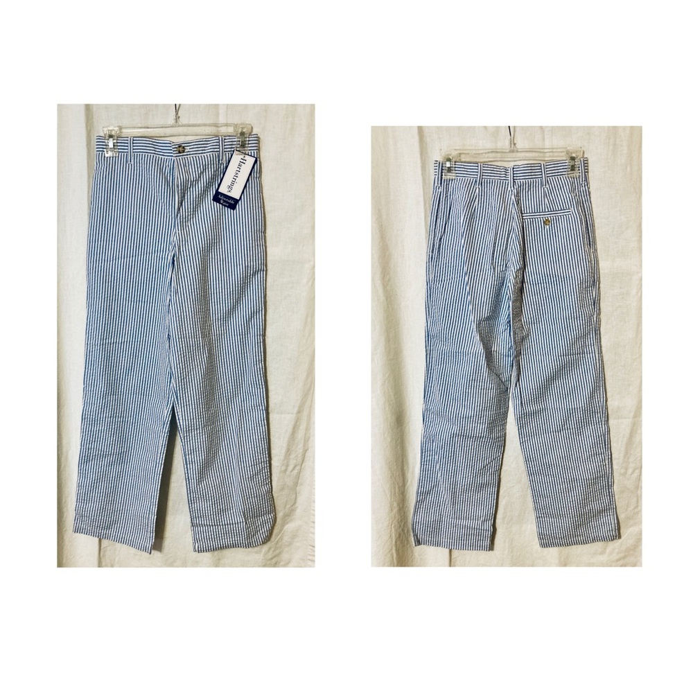 HARTSTRINGS Blue/White Striped Pants Sz12 Boy NWT